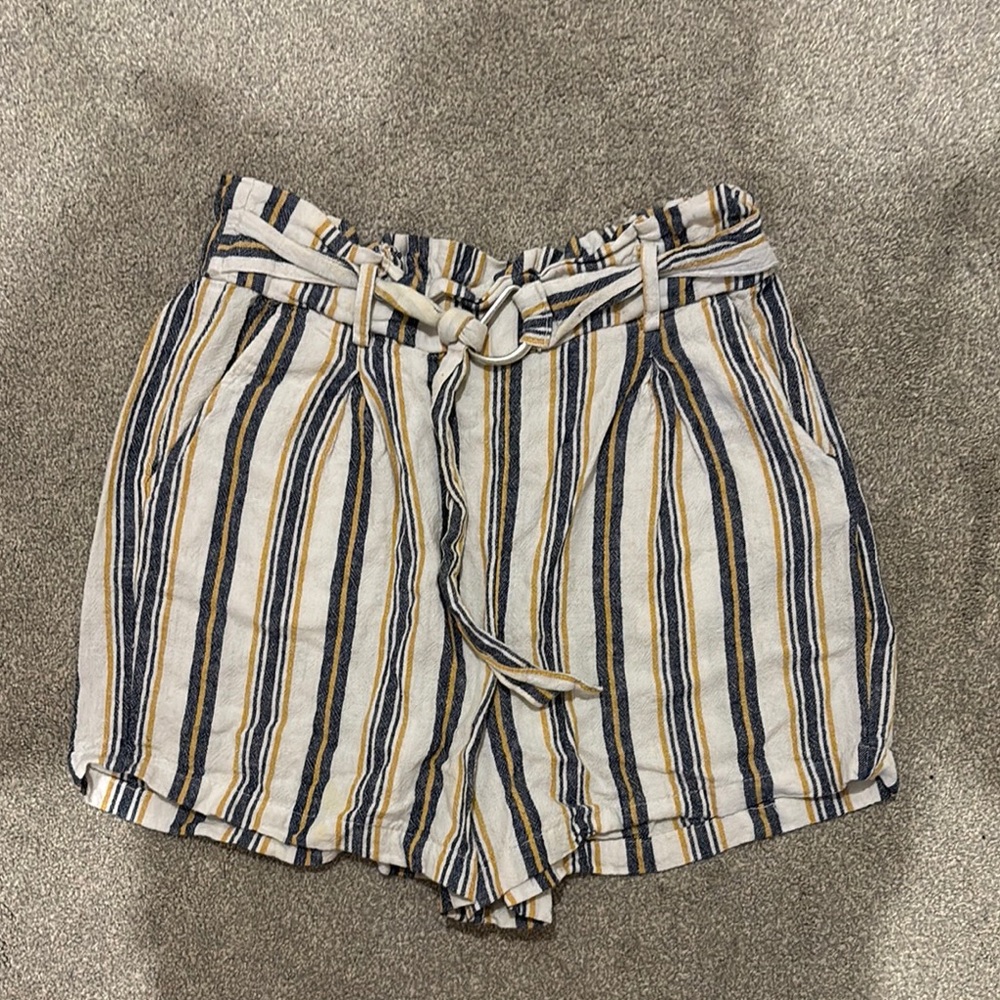 Streetwear Society High Waist White Blue and Yellow Shorts